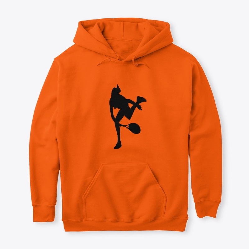 Funny woman doing tennis tee