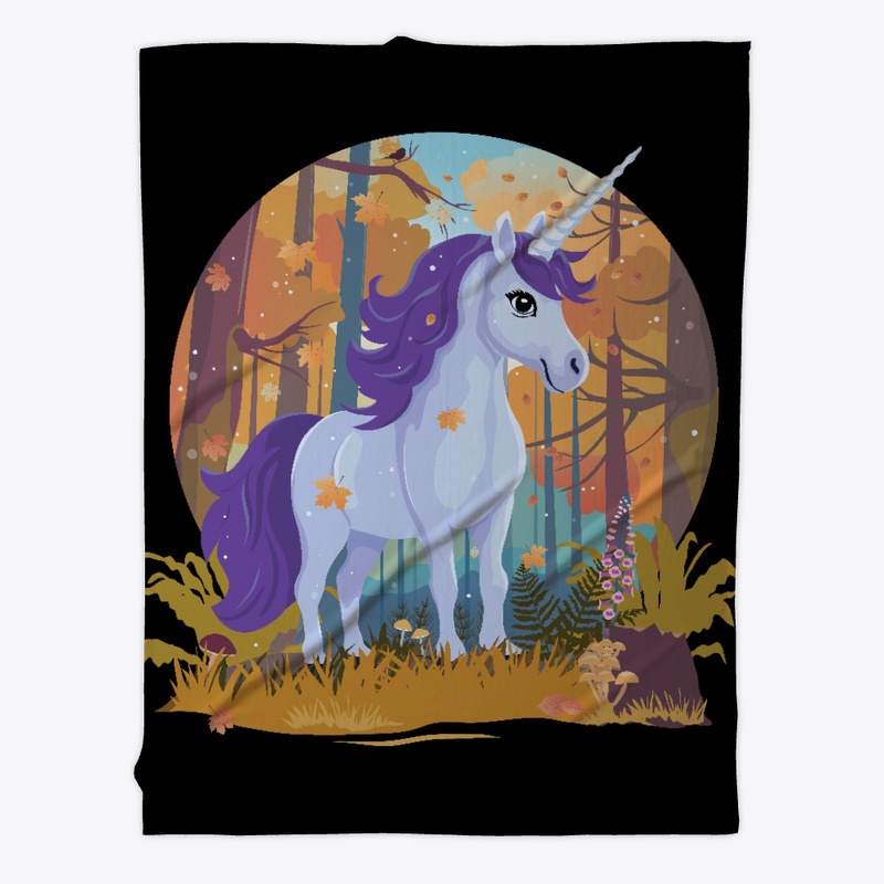 cute unicorn in a fall landscape