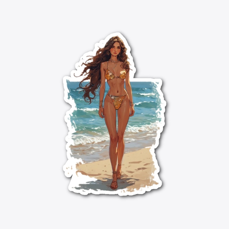 Beach bikini sticker