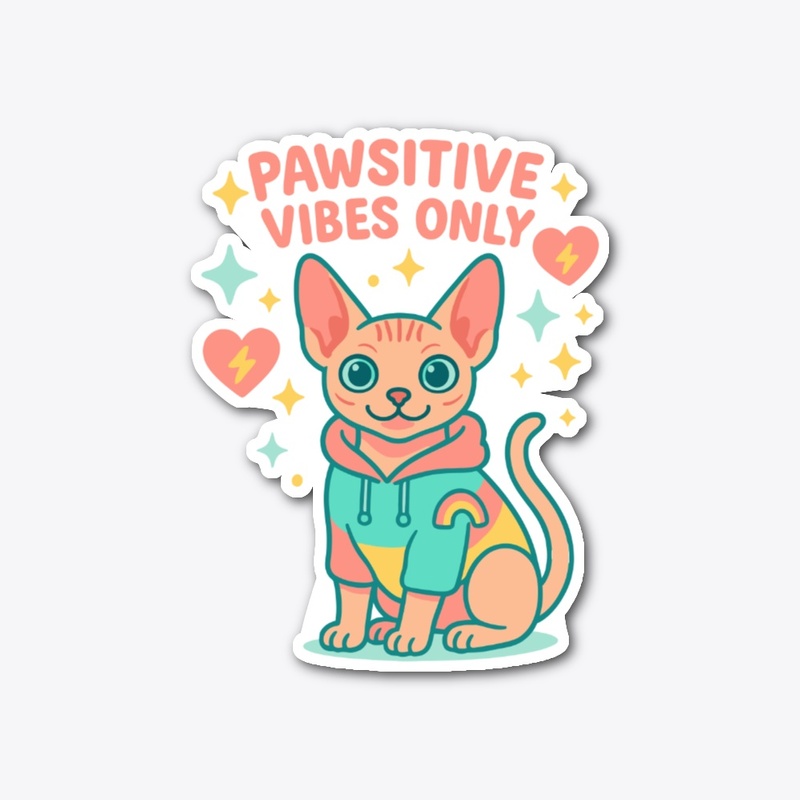 Pawsitive Vibes Only hairless Cat Tee
