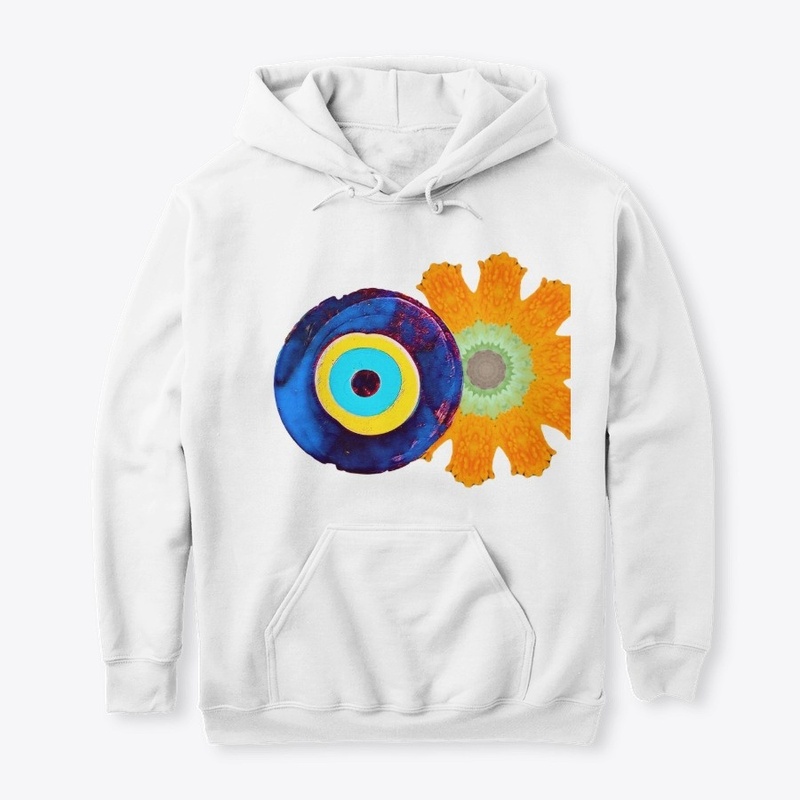 blue bead orange flowers tee