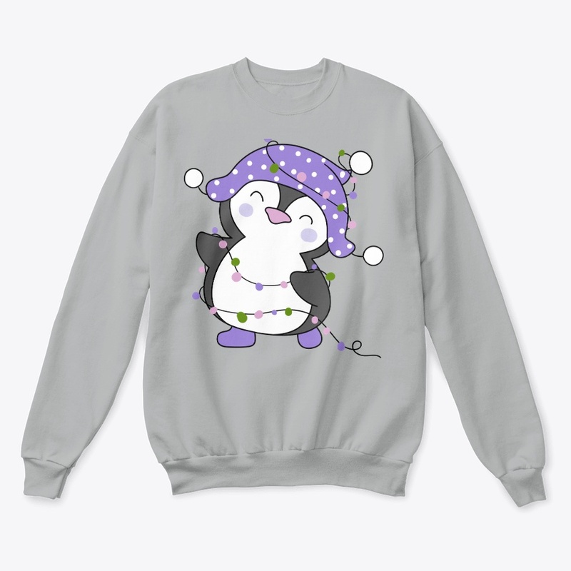 Purple Christmas penguin sweater 