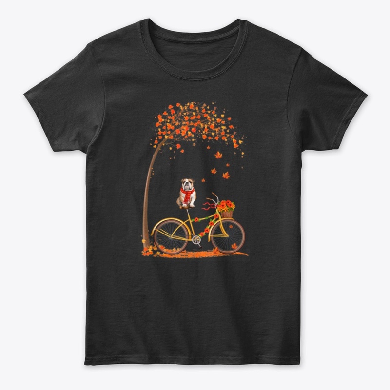 Maple Bulldog Bike Leaf  Autumn Shirt