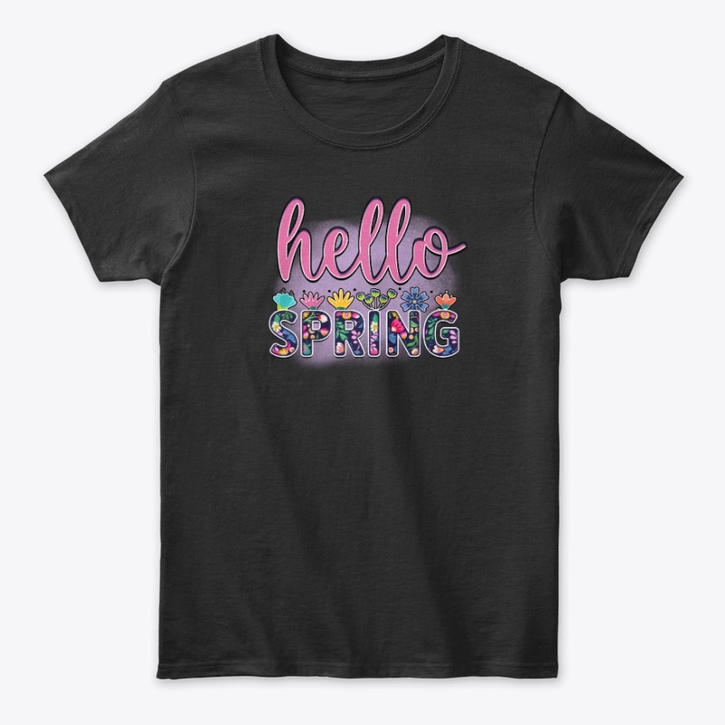 Hello Spring Floral Text