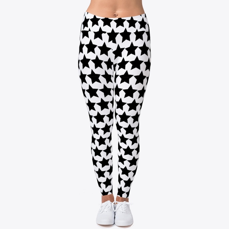 Black star leggings for women