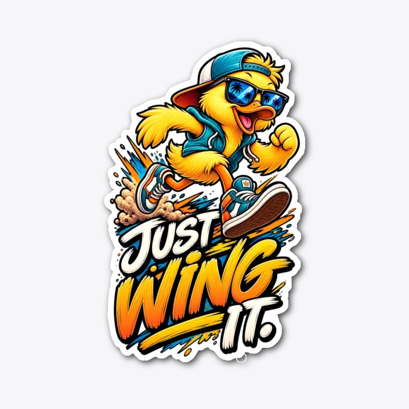 Just Wing It Funny Duck T-Shirt Design 