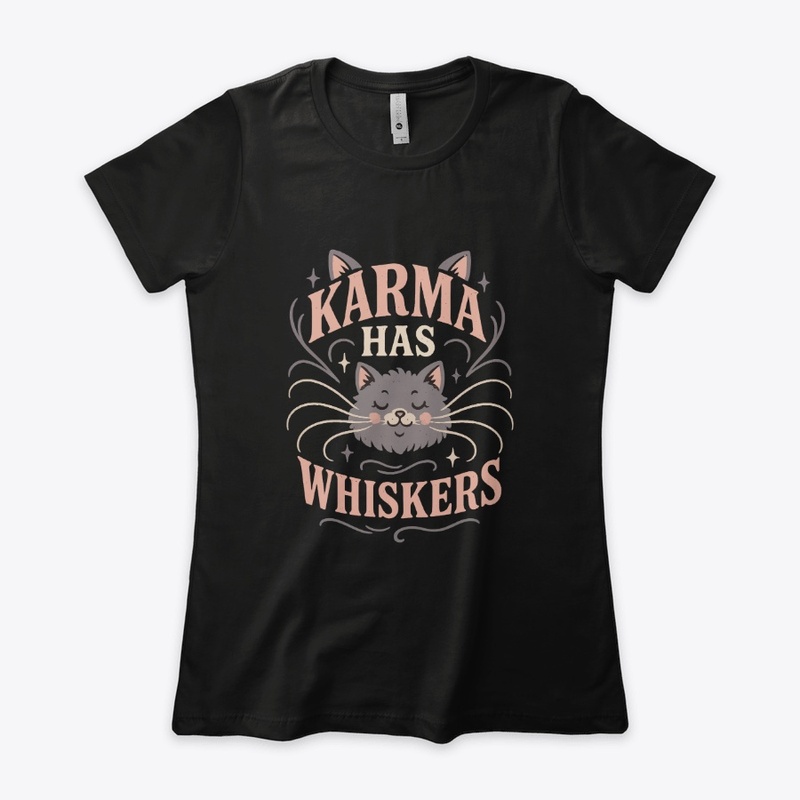 Karma Has Whiskers Retro Cat Tee Gift