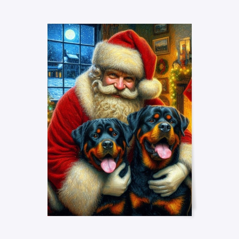 Santa with Rottweilers