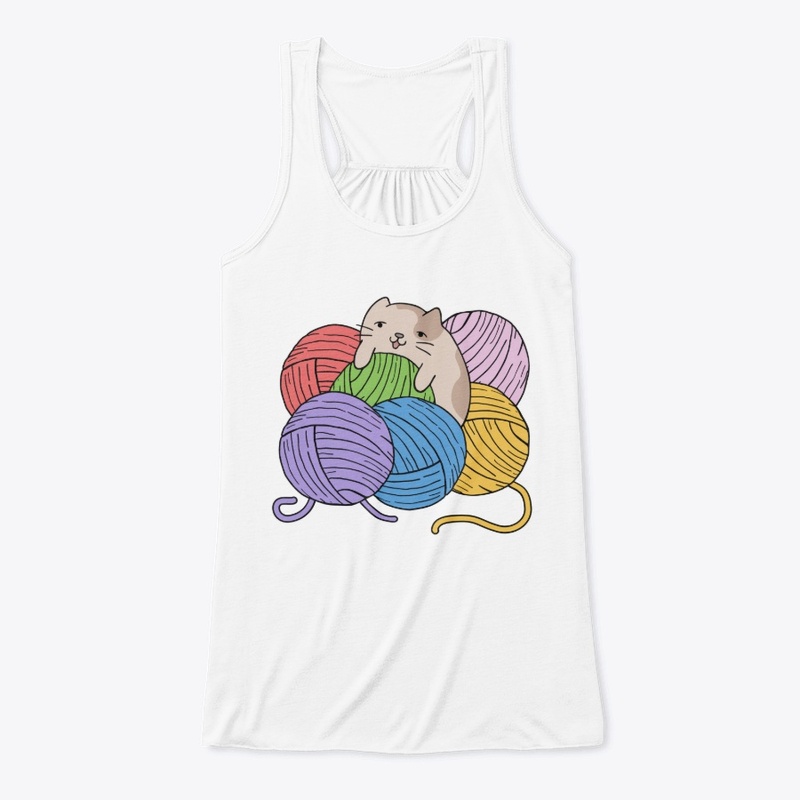 cute cat with colorful  yarn bomb