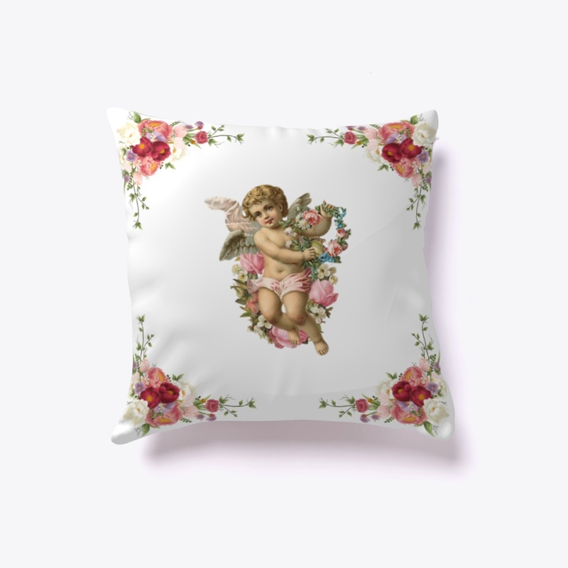 Indoor Pillow Angel with Flowers