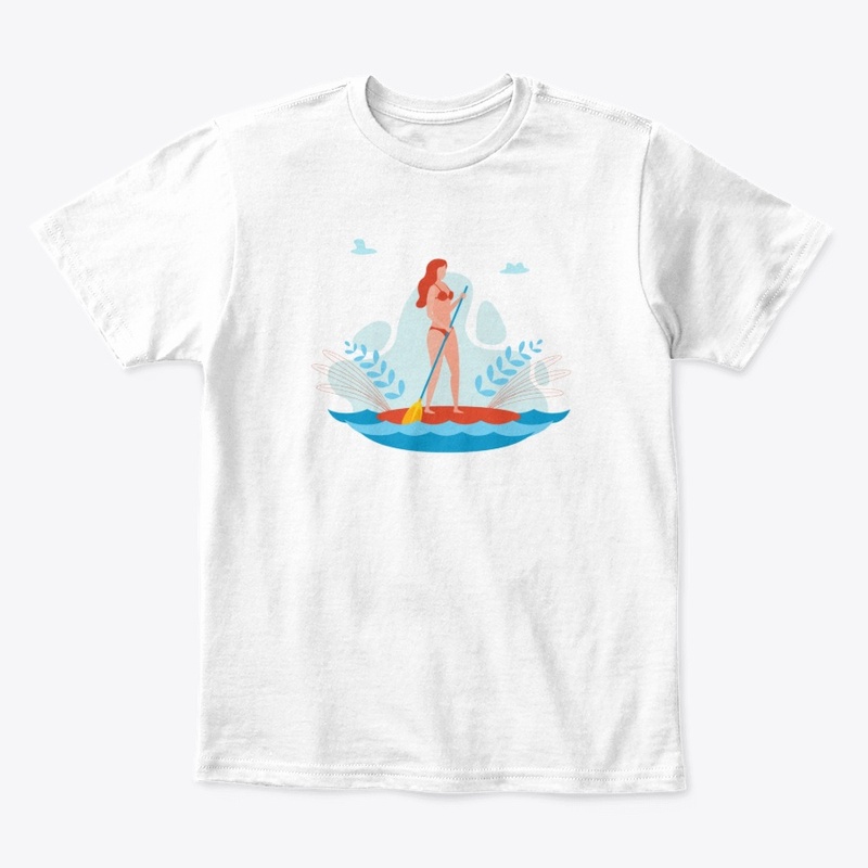 SUP paddle board woman illustration