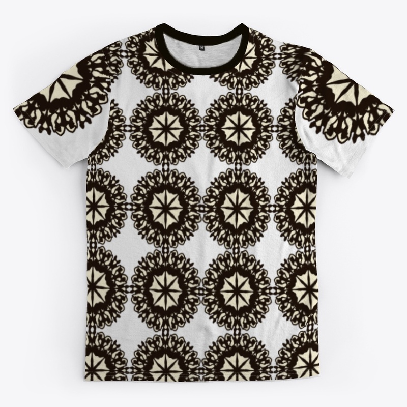 Patterned T-shirt: Brown  and cream