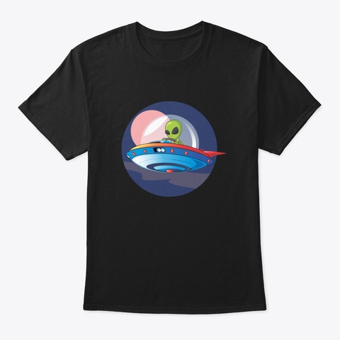 Space Ufo Black T-Shirt Front