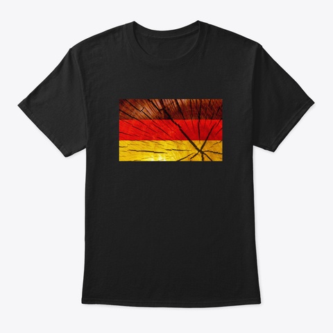 Flag Of Germany – Tree Trunk Wood Black T-Shirt Front