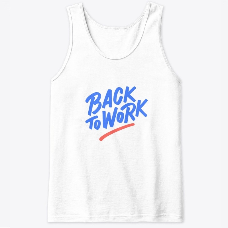 back to work text in blue color