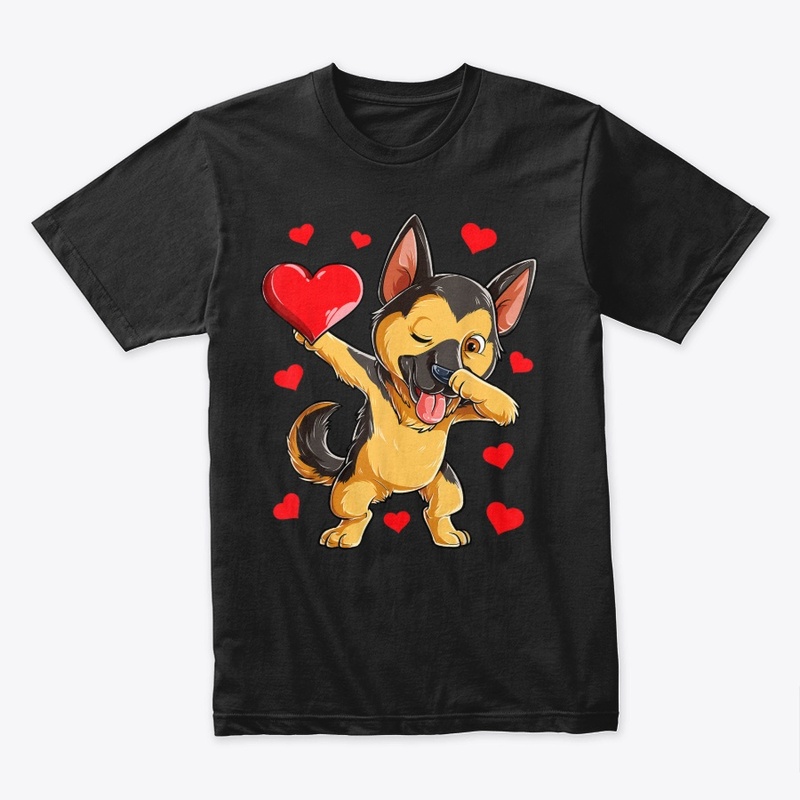 Dabbing German Shepherd Valentines Day