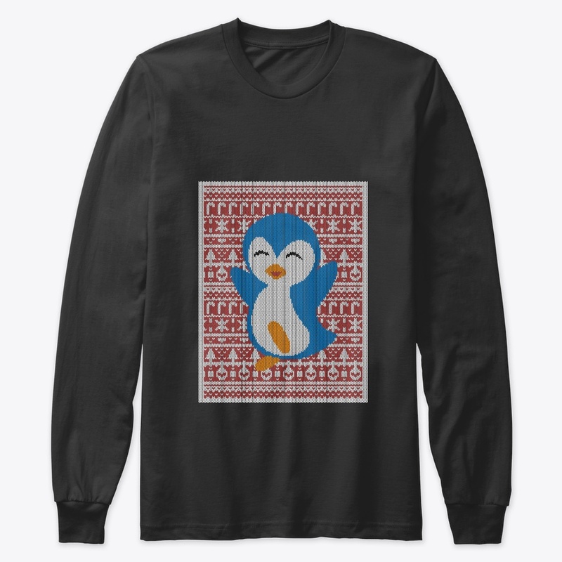 Long Sleeves Cheering Penguin-Ugly Xmas