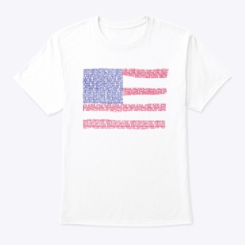 God Bless America Typed Flag White T-Shirt Front