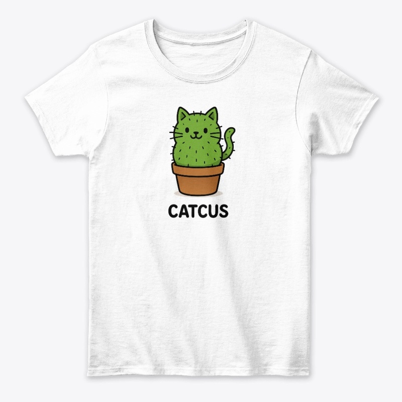 Cute Cartoon Cat Cactus Illustration