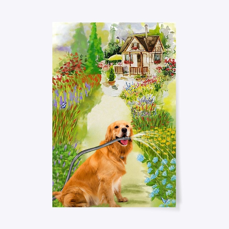 Peace Garden With Golden Retriever
