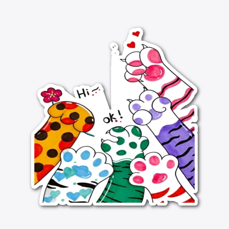 Playful Cat Paws "Hi, OK!" Tee