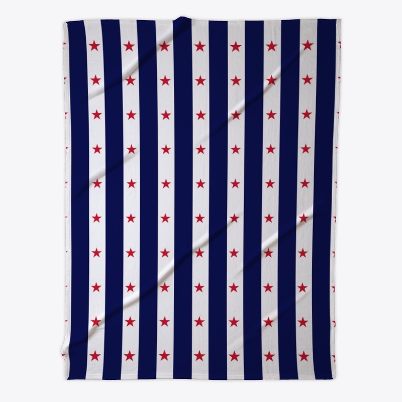 Elegant Red Stars Blue White Strips