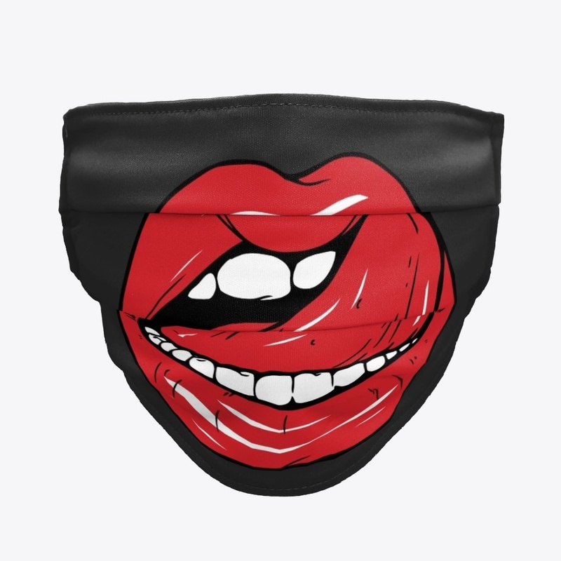 Red Lips with Yummy Tongue out Face Mask