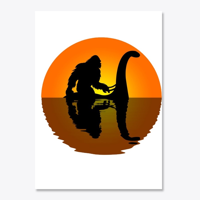 Bigfoot Riding on Nessie Lochness
