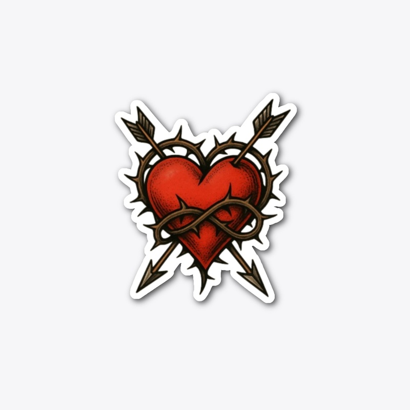 Old School Heart & Thorns Tattoo