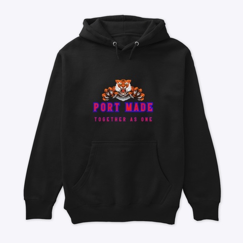 'port Made' Hoodie Black áo T-Shirt Front