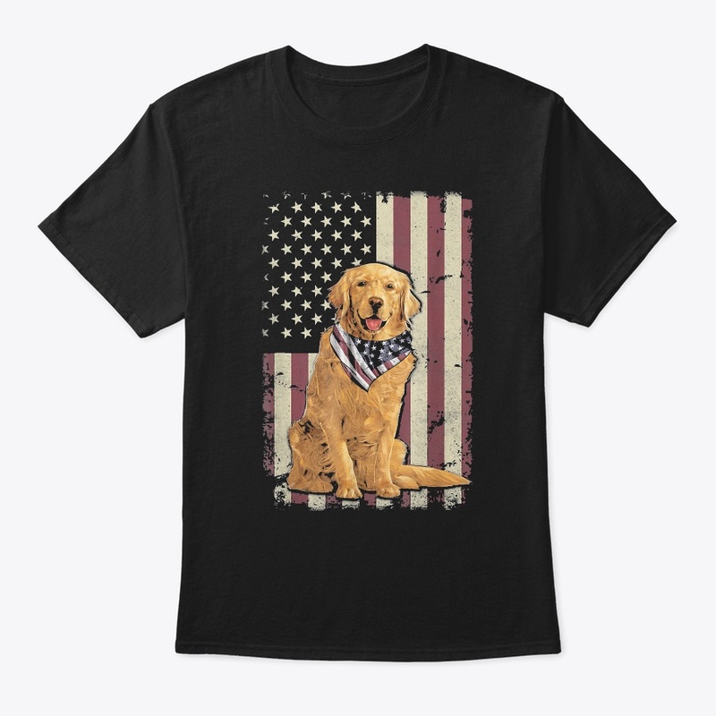 Golden Retriever American Flag