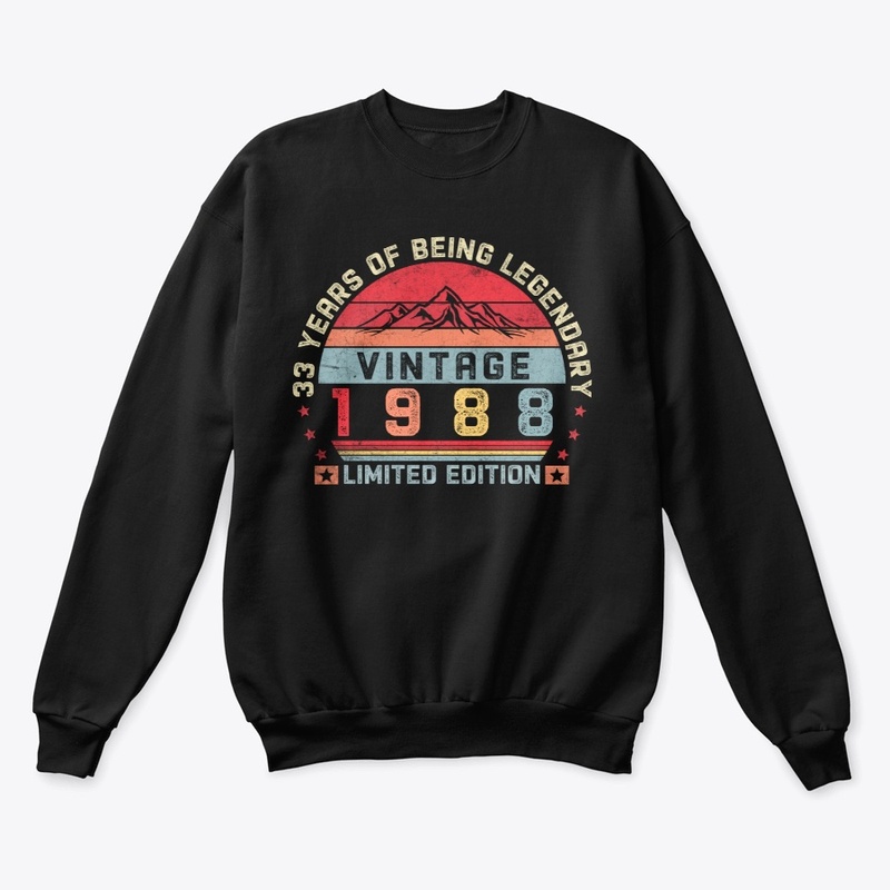 33 Years Old Retro 1988 Birthday Vintage