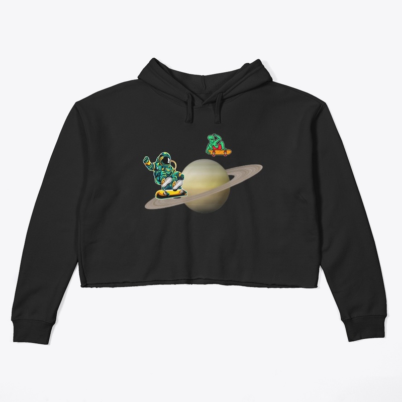 Alien Astronaut Skateboarding On Saturn