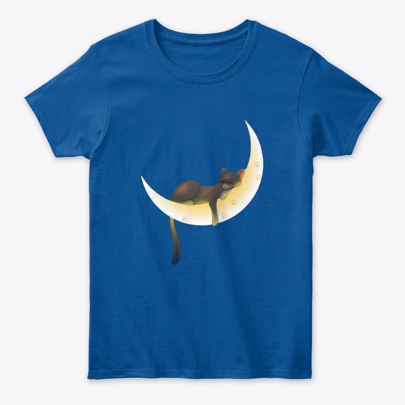 Black Cat Sleeping on a Crescent moon