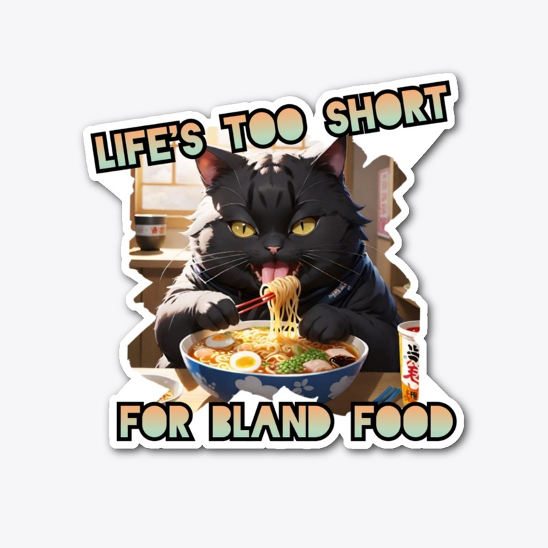Cat eats noodle funny Anime Style Print