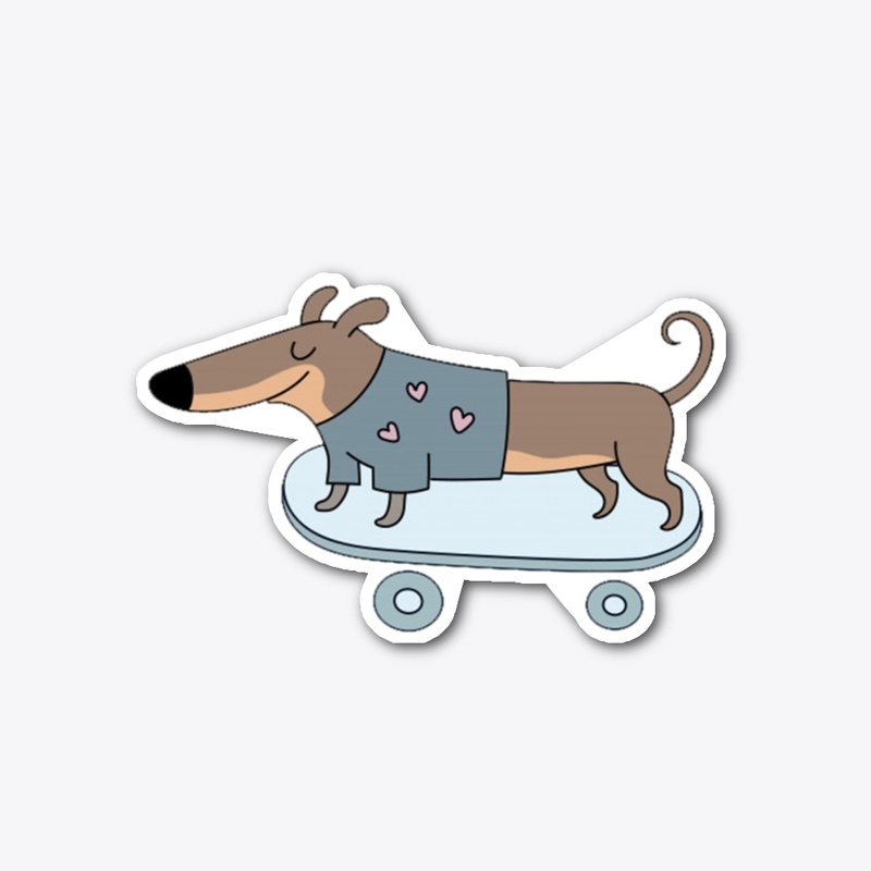 Skateboarder Dachshund  Sticker