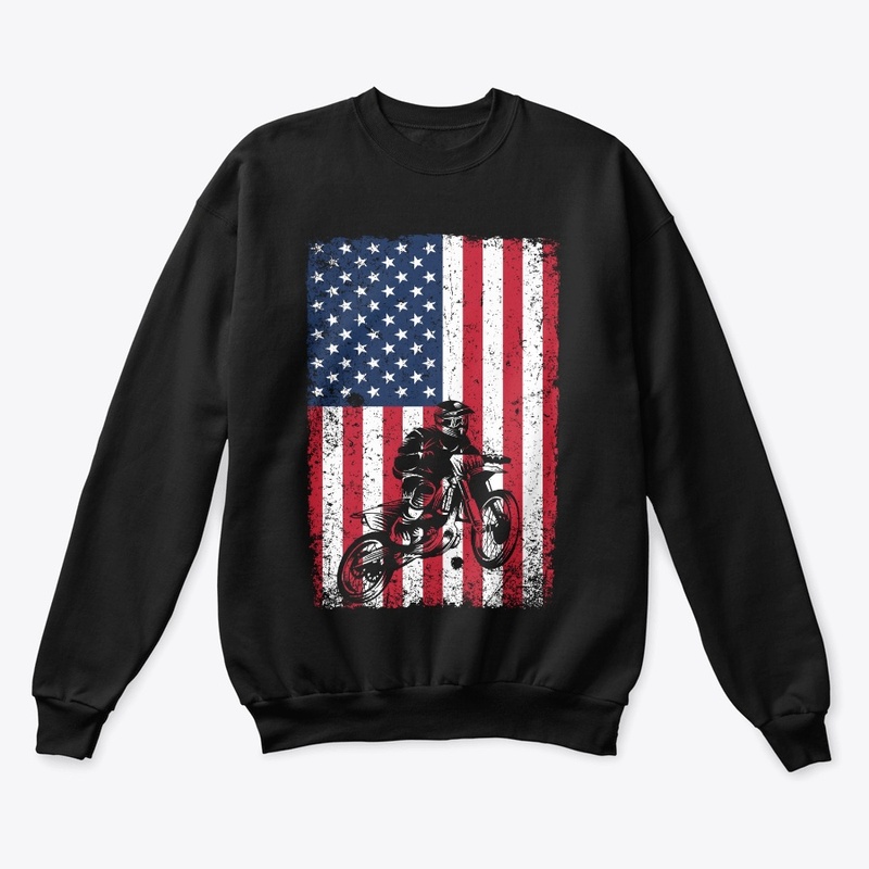 Dirt Bike Motocross American Flag