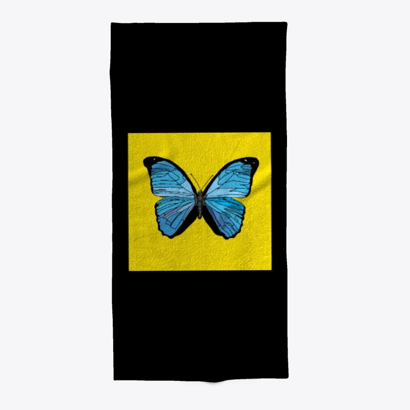 Blue Butterfly on Yellow