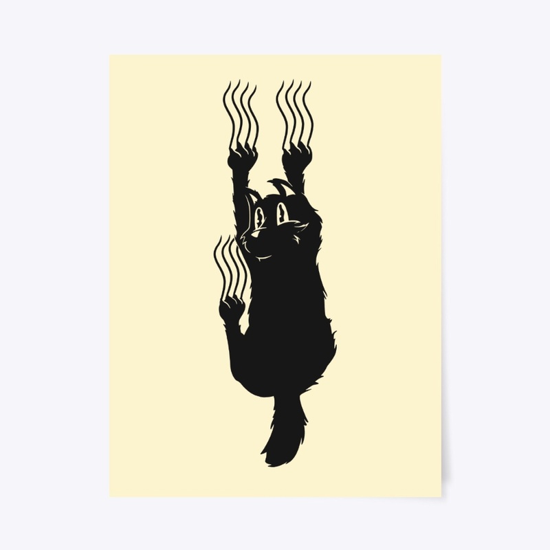 Funny Scratching Cat Silhouette