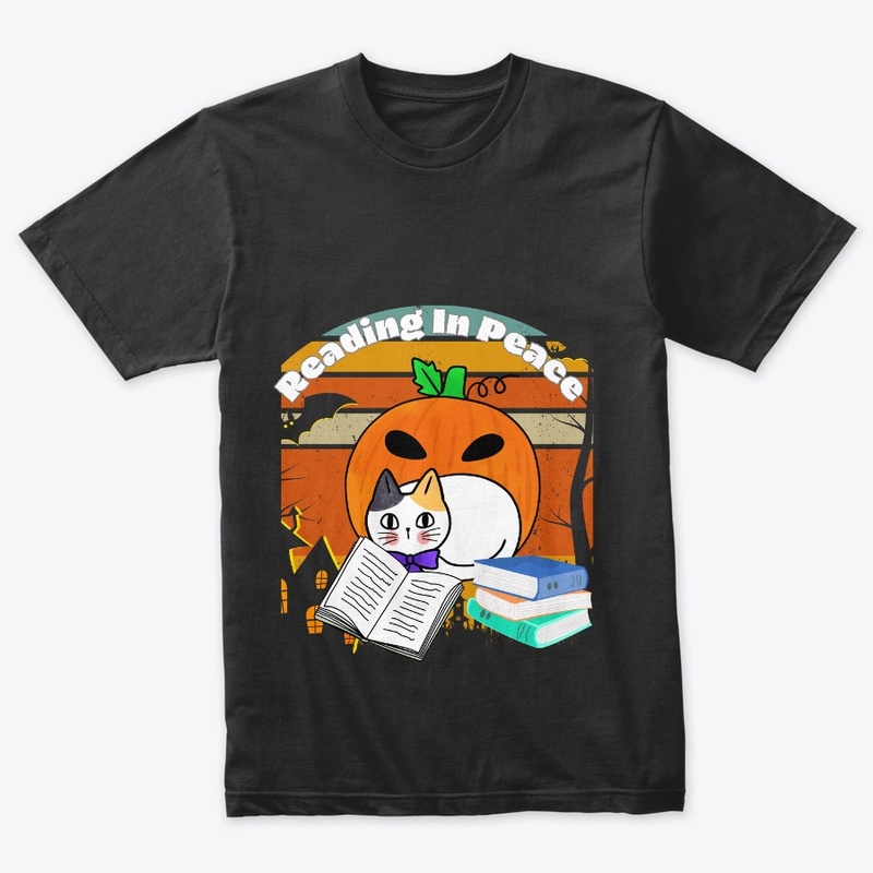 Read in peace Halloween cat book lover 