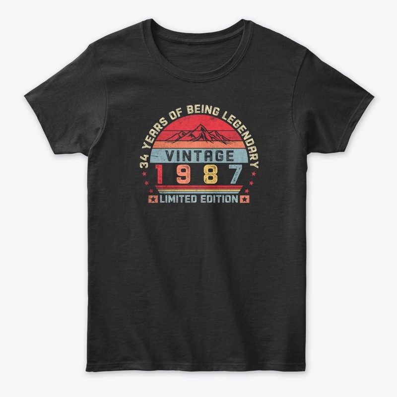 34 Years Old Retro 1987 Birthday Vintage