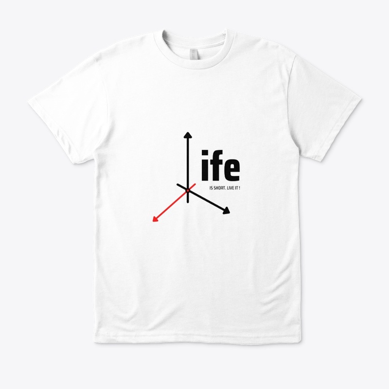 life" anti clock wise design t-shirt.