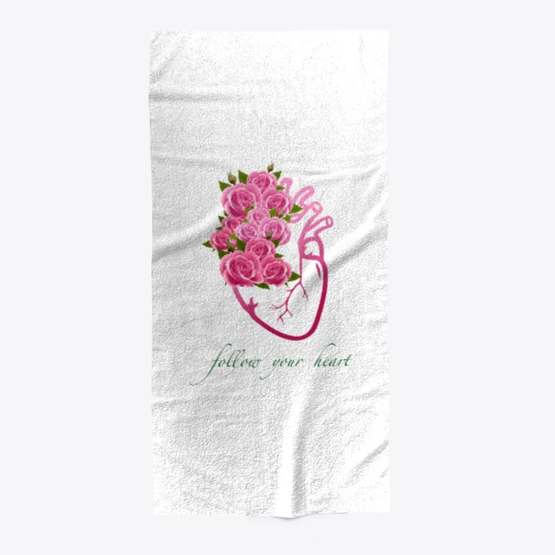 Follow Your Heart Art with Pink Roses