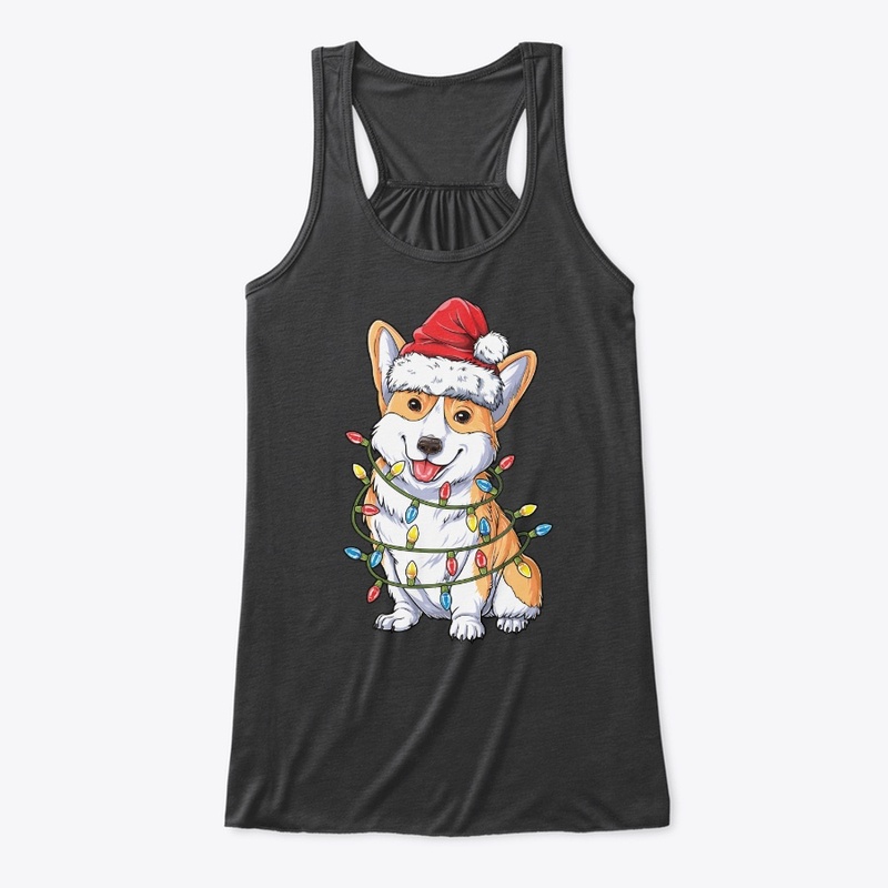 Corgi Santa Hat Xmas Lights Christmas