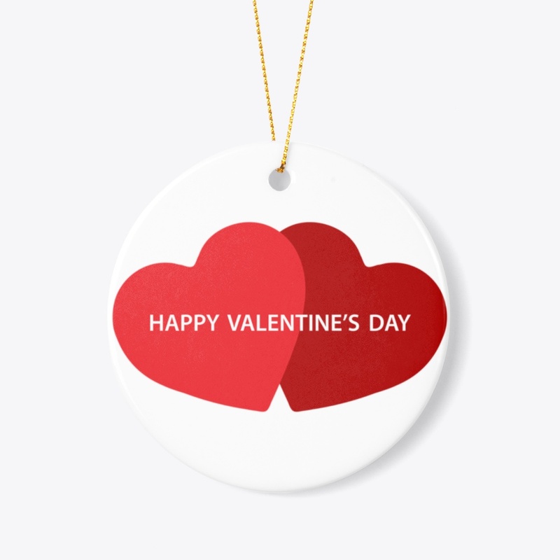 THe Valentines Day Ceramic Ornament.