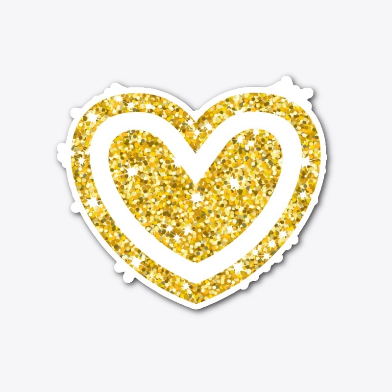Gold Glitter Heart in Heart 