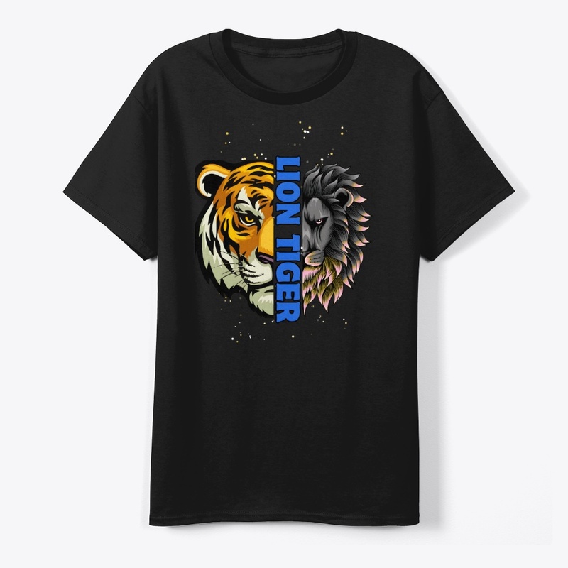 Lion Tiger Colorful Black T-shirt Design