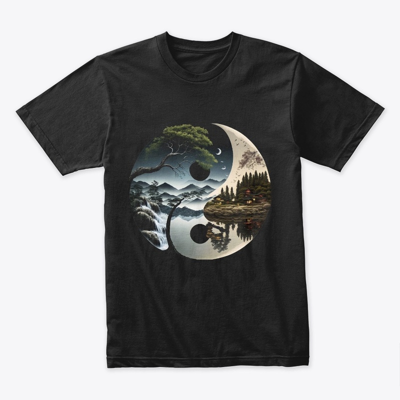 landscape forest waterfall yin yang