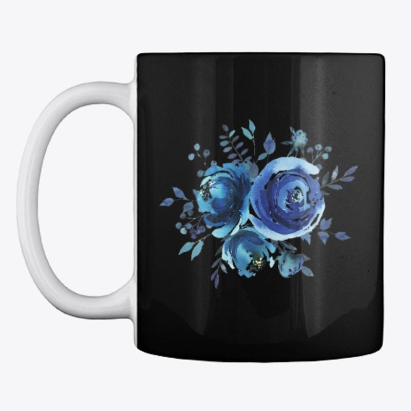 Blue Watercolor Rose Custom Design Art