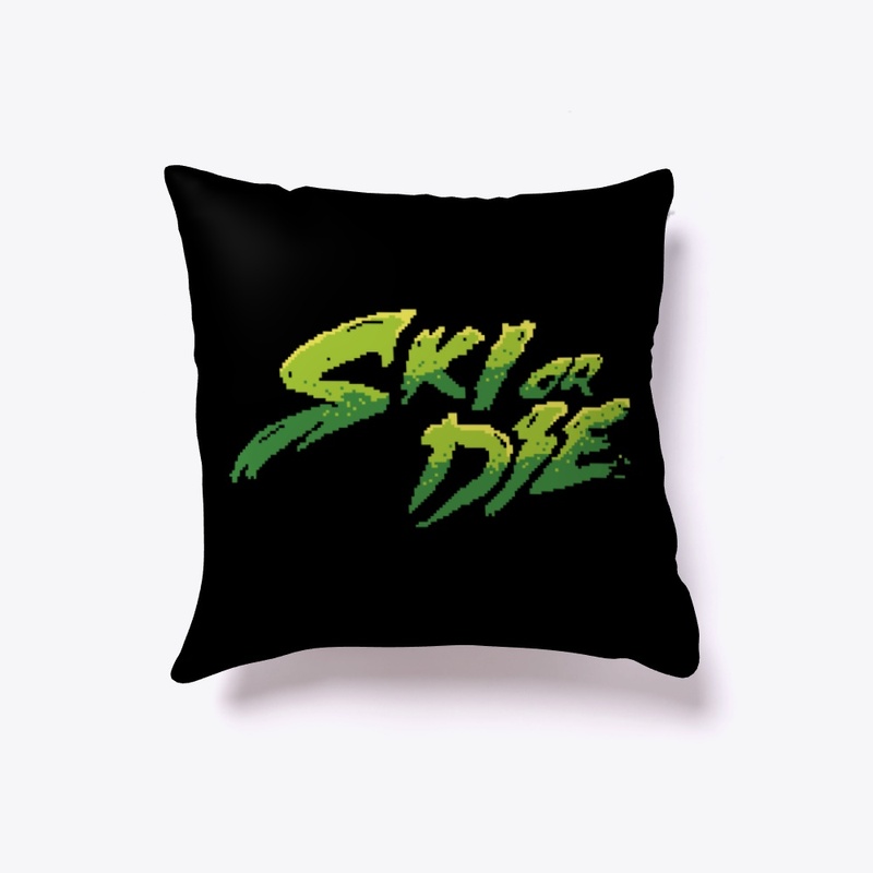 Acid Green Ski or Die Pixel art Logo